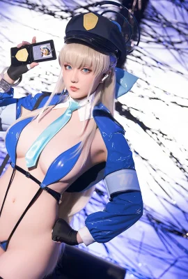 COSER MISS STAR: Thema der sexy blauen sexy einteiligen Dessous mit schwarzen Strümpfen, die heiße Körper Versuchungsfoto 58p zeigen